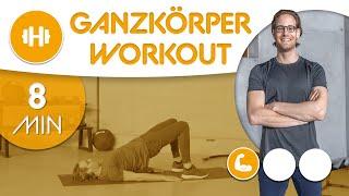 8 MIN Ganzkörper Workout für Einsteiger | Muskeln aufbauen und Fitness verbessern | kein Equipment