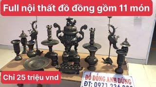 Đồ Đồng Anh Dũng; báo giá bộ nội thất đồ đồng đi cùng với bộ ngũ sự