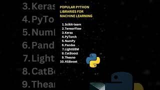 popular Python libraries for machine learning