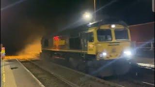 Class 66 on fire while passing Elmswell?