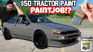 $50 DOLLAR TRACTOR PAINT ON MY V8 FORD POWERED TOYOTA! HOW TO DO A NICE CHEAP PAINTJOB ON A BUDGET!