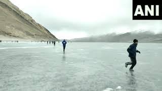 The famous Pangong Tso in Ladakh on 20th February hosted the first-ever frozen lake half-marathon