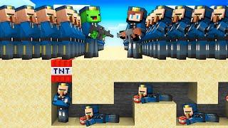 JJ's FBI Army vs Mikey's POLICE Army Survive Battle in Minecraft - Maizen