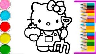 HELLO KITTY FARMER Drawing, Painting & Coloring For Kids and Toddlers_ Child Art ️