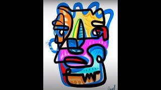 Digital art painting process. Procreate in iPad 12.9 for NFT and printing art