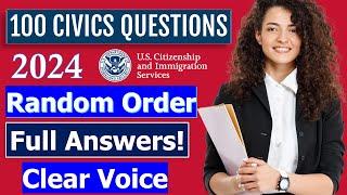 2024 - 100 Civics Questions Random (2008 version) for the US Citizenship Test (2X)