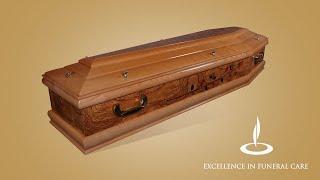 Solid Ash Coffin, Rose Inlay, High Gloss Finish, Raised Lid