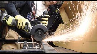 Ryobi Brushless Grinder cutting metal