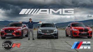 BMW X4M vs Mercedes GLC 63S vs Jaguar F-Pace SVR DRAG & Rolling race!