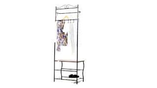 LANGRIA Entryway Metal Storage Shoe Bench with Coat Rack