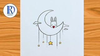 How to draw a rabbit on the moon | Pencil drawing easy @DrawingRanjay