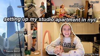 moving to nyc vlog 25. setting up my studio apartment, decluttering, new furniture layout, & new art