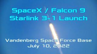 SpaceX Starlink 3-1 launch July 10, 2022 (optodata livestream)