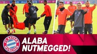 Alaba destroyed by vicious nutmeg | FC Bayern Training