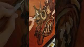 Up close with monsters #oilpainting #youtubepainting #artshorts #art #monster