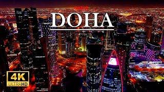 DOHA Qatar  at Night Time, Capital City and Main Financial hub 4k 60Fps Drone