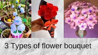 3 types of flower bouquet making  l guldasta kaise banate | flower bouquet making