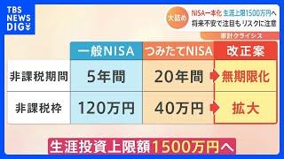 一般NISAと“つみたてNISA”を一本化・投資上限額1500万円の方向で最終調整　政府・与党｜TBS NEWS DIG