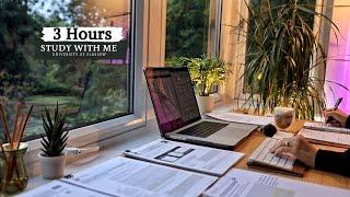 3 HOUR STUDY WITH ME | Background noise, 10 min Break, No music, Study with Merve