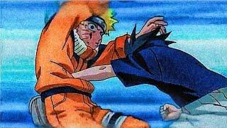 punch Naruto's belly (Sasuke)