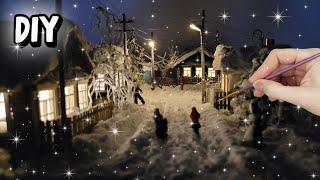 Turning Cardboard into a Winter Fairytale: Village Street from Cardboard / DIY