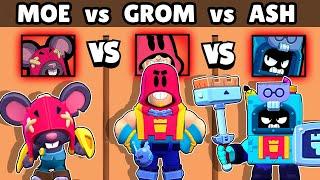 MOE vs GROM vs ASH | THE BEST BRAWLER IN THE CASTLE  | NEW BRAWLER | BRAWL STARS