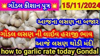 15/11/2024!આજના લસણ ના બજાર ભાવ ગોંડલ | lahsun ka bhav Gondal | Gondal market yard na bajar bhav