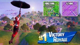 I Got 100 Fans to Compete by ONLY Landing at Pleasant Park! (insane ending!)