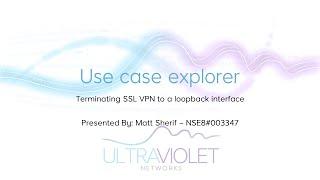 Ultraviolet Networks - Use case explorer - Terminating SSLVPN to a loopback interface