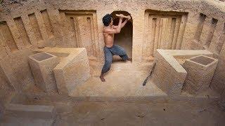 Jungle Survival: Digging to Build Ancient Underground Shelter by Ancient Skills