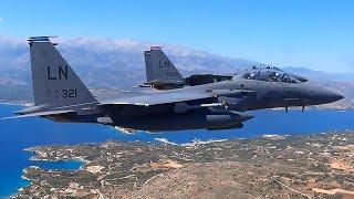 BEAUTIFUL VIEW OF THE GREEK ISLANDS F-15E Strike Eagle Cockpit View During Exercise Poseidon's Rage