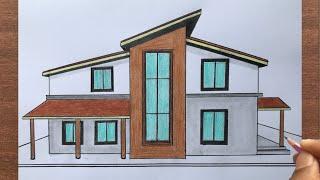 How to Draw a House in 1 Point Perspective