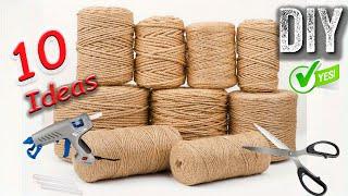 10 ИДЕИ поделок ИЗ ДЖУТА (джутового каната, веревки, ленты) своими руками. Jute craft ideas easy.