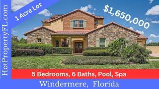 Sold!!!   Luxurious 5 Bedroom, 6 Bath, Pool Home On An Acre!  Windermere,  Florida.