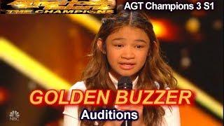 Angelica Hale wins Golden Buzzer sings Fight Song Audition| America's Got Talent The Champions 3 AGT