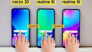 realme 8i vs realme 9i vs narzo 30 Comparison | Antutu, fingerprint/face unlock, Downloading speed