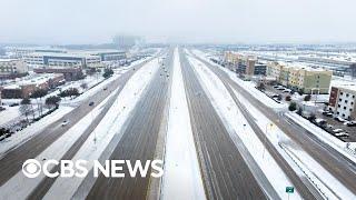 Texas sees severe weather as mix of snow, sleet cover streets