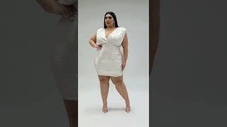 * Curvy model  lifestyle curvy woman (white dress) plus size women fashion beauty.