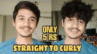 STRAIGHT TO CURLY HAIR! | ONLY 5 RS | NO HEAT | DURING LOCKDOWN | HINDI