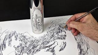 How I drew Albert Einstein's face with the reflection on a cylindrical mirror | Anamorphic Art