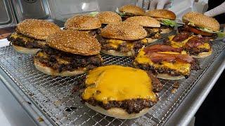 american style onion double cheeseburger - korean street food