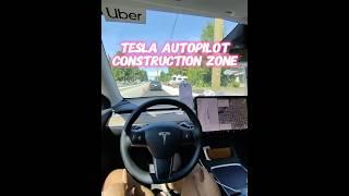 POV: Tesla Autopilot traversing through construction zone #tesla #fsd #autopilot #fullselfdriving