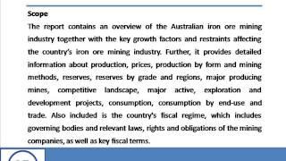 Bharat Book Bureau : Iron Ore Mining in Australia to 2020