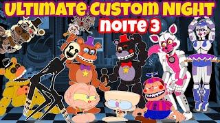 Mongo e Drongo na NOITE 3 de Ultimate Custom Night UCN - Five Nights At Freddy's (FNAF)