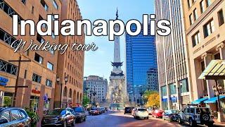 Indianapolis downtown walking tour 4K , the capital of Indiana, USA 