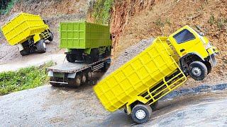 MINTA DUKUNG Dump Truk Trailer Muatan Truk Fuso 220 Ps Truk CANTER Terseret Jauh Truk TERGULING