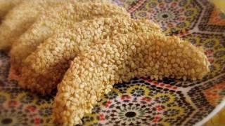 Gazelle Horns Covered with Sesame Seeds / "Kab-El-Ghazal" Recipe - CookingWithAlia - Episode 134