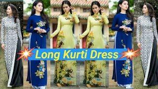 Vietnamese Girls long traditional dress/long kurti with palazzo Or skirt/AO DAI vietnamese dress.