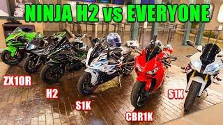 NINJA H2 Asserts DOMINANCE On 1000cc Bikes | ZX10r, S1000rr, CBR1000rr