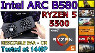 Intel Arc B580 + Ryzen 5 5500 OC vs Stock | Resizable Bar - On | 6 Games tested at 1440P (2025)